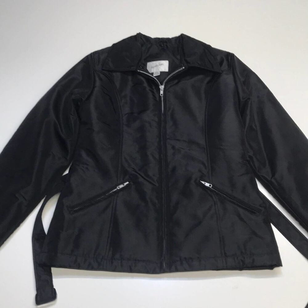 JACQUELINE FERRAR Womens Small Black Coat